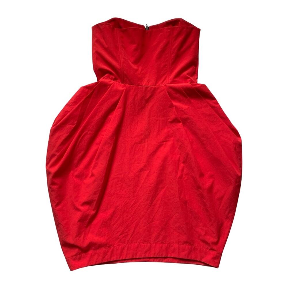 Hayden Harnett Blake Dress Strapless Tulip Pockets Red Zipper Front Red M GUC - Picture 10 of 11